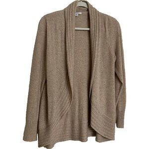 Isaac Mizrahi Live! Open Front Cardigan Sweater MediumTan100% Cashmere